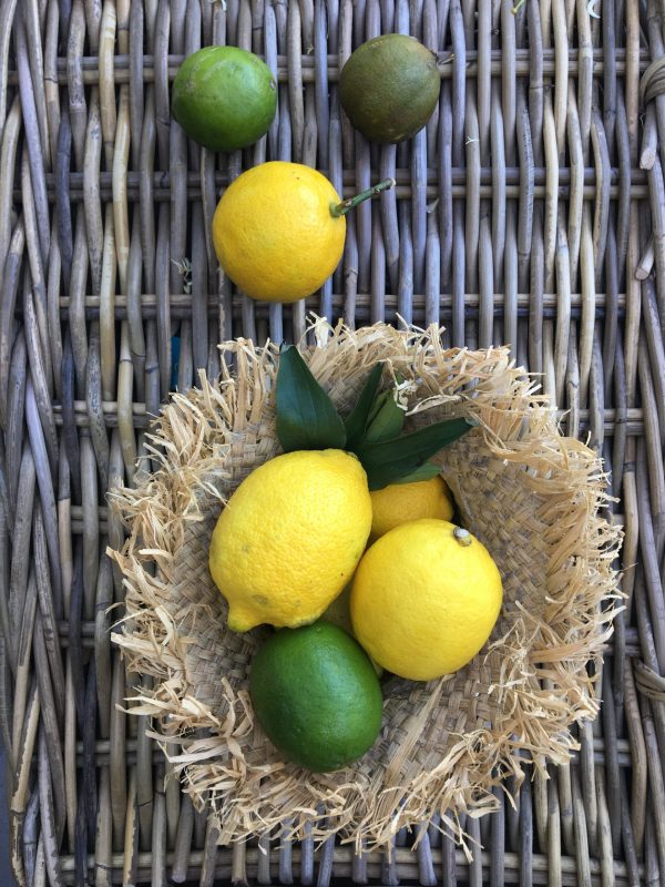 yellow lemon fruit on brown woven basket